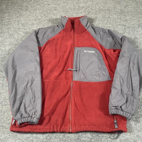 Columbia Jacket Mens L Red Full Zip Fleece Embroidered Casual Vertex Denali Ski - Picture 1 of 12